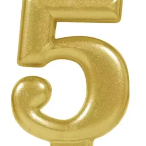 Gold Number 5 Candle