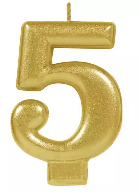 Gold Number 5 Candle