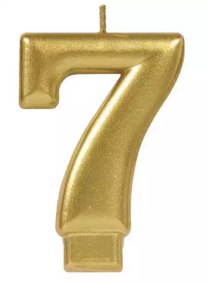 Gold 7 number cake candle