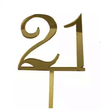 Twenty One Gold Topper 25 copy 21 Number Cake Topper