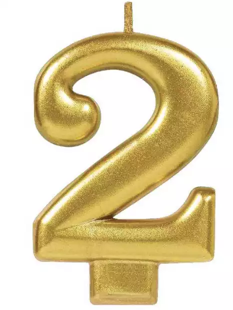 Gold Number 2 Candle
