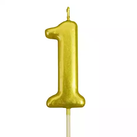 Gold Number 1 Candle