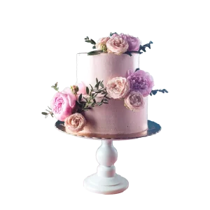Fresh Pink Cream Wedding Cake