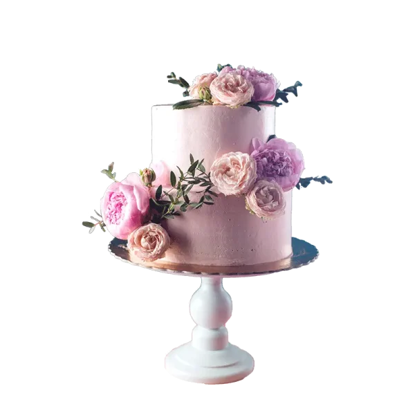 Fresh Pink Cream Wedding Cake
