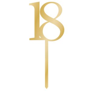 Gold Number 18 cake topper