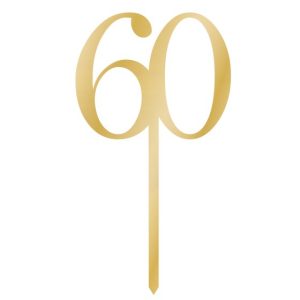 Gold Number 60 cake topper