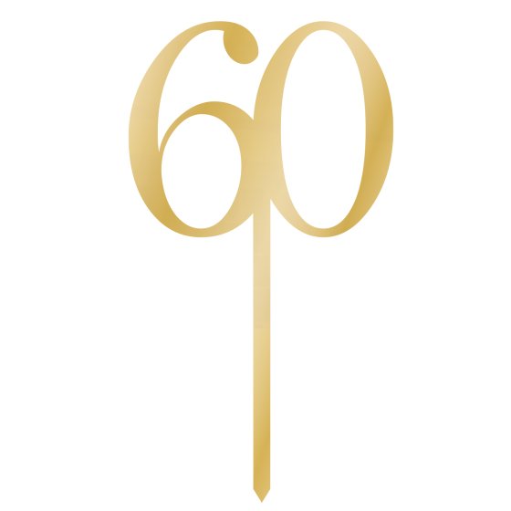 Gold Number 60 cake topper