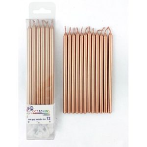 rose gold metallic slim candles