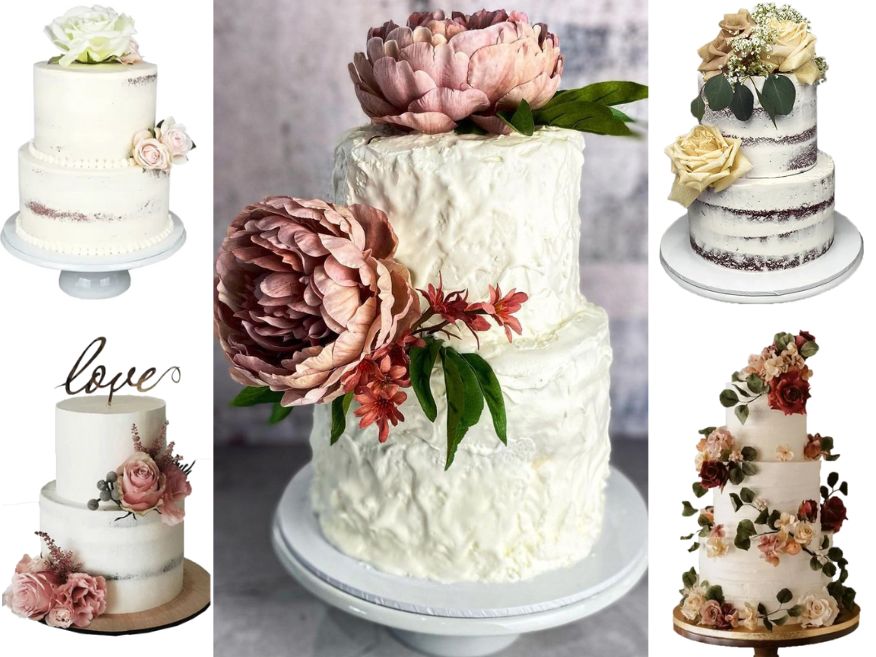 2 Tier white wedding cake