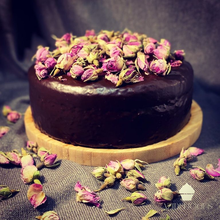 Chocolate Cake with rose decoration