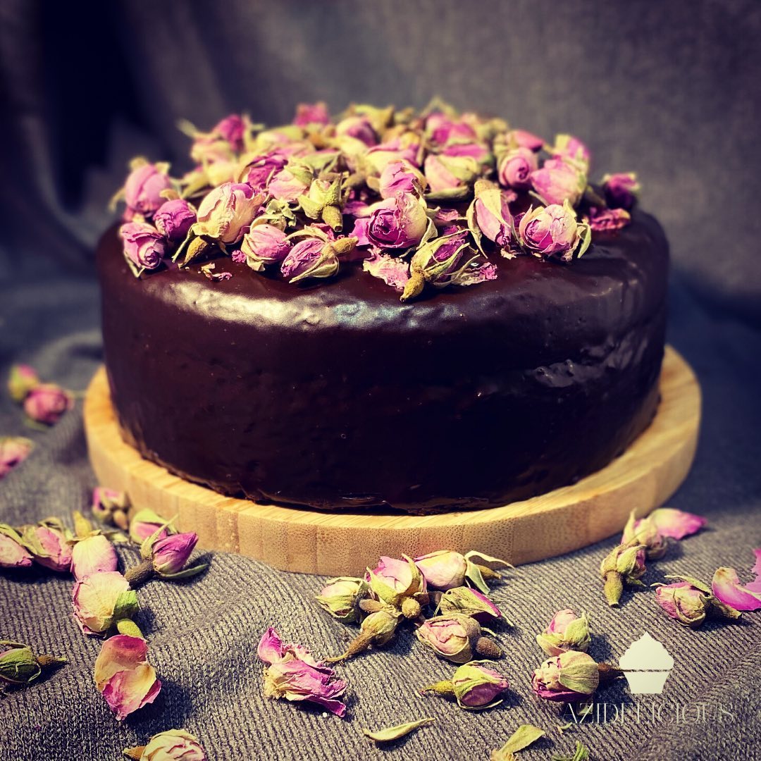 Chocolate Cake with rose decoration